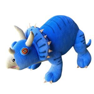Blue Triceratops Dinosaur Stuffed Animal Toy 10" X‎ 25"  Whisper Soft Mills EUC